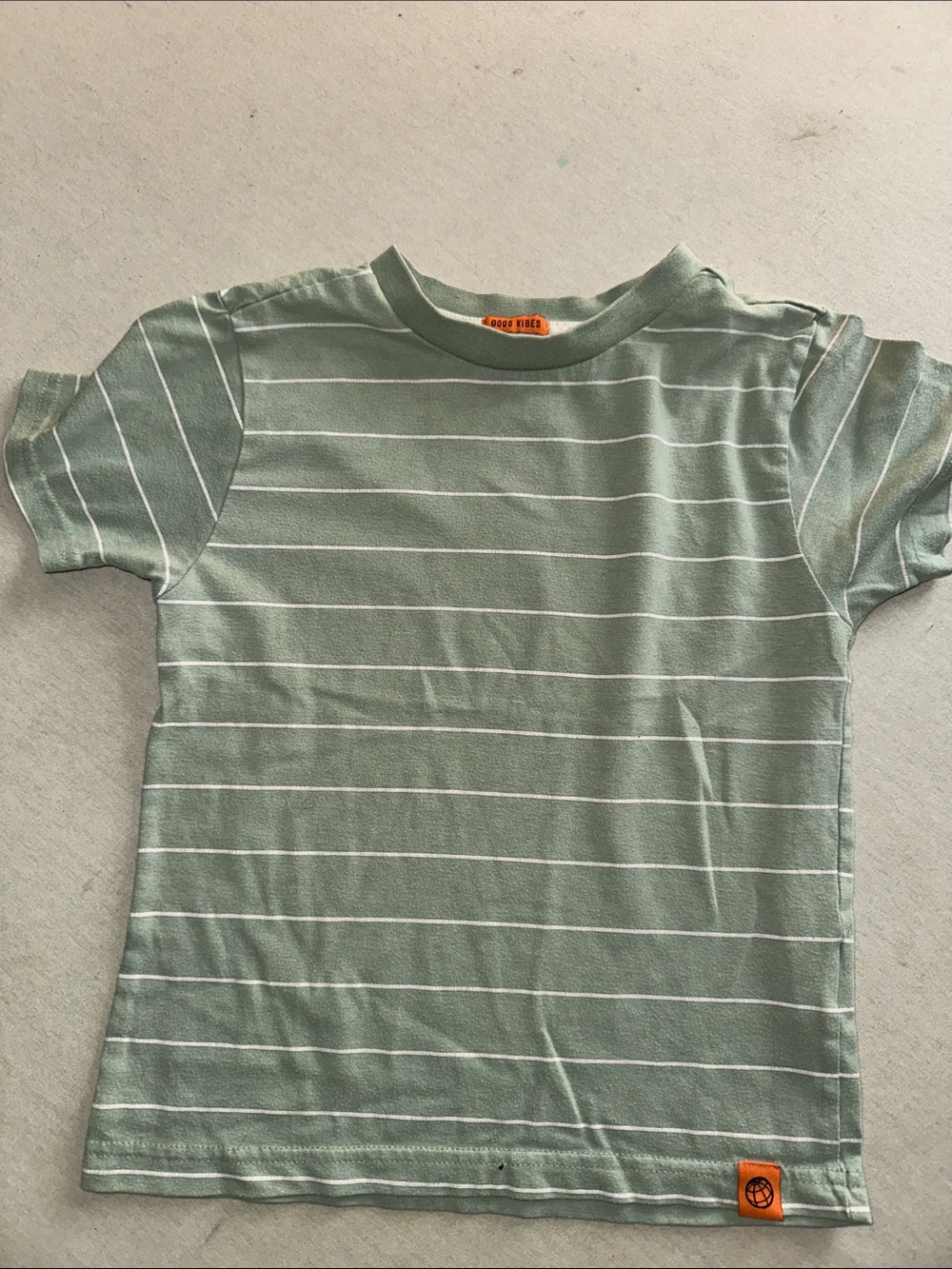 Kids Size 6 Sage Green Stripe Tee